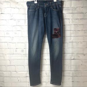 MOTHER Patched BoHo Skinny Jeans / Dark Wash Size 29